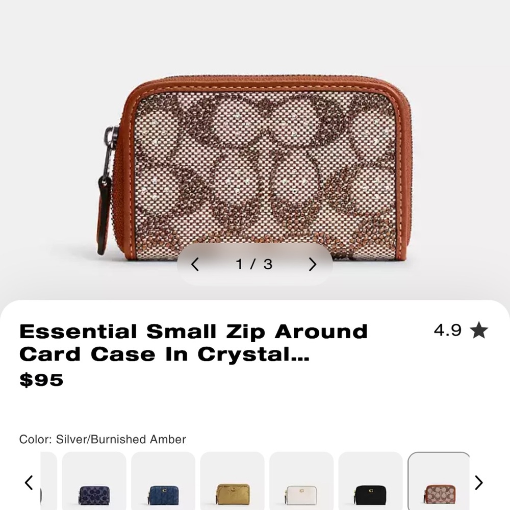 Essential Small Zip Around Card Case In Crystal Signature